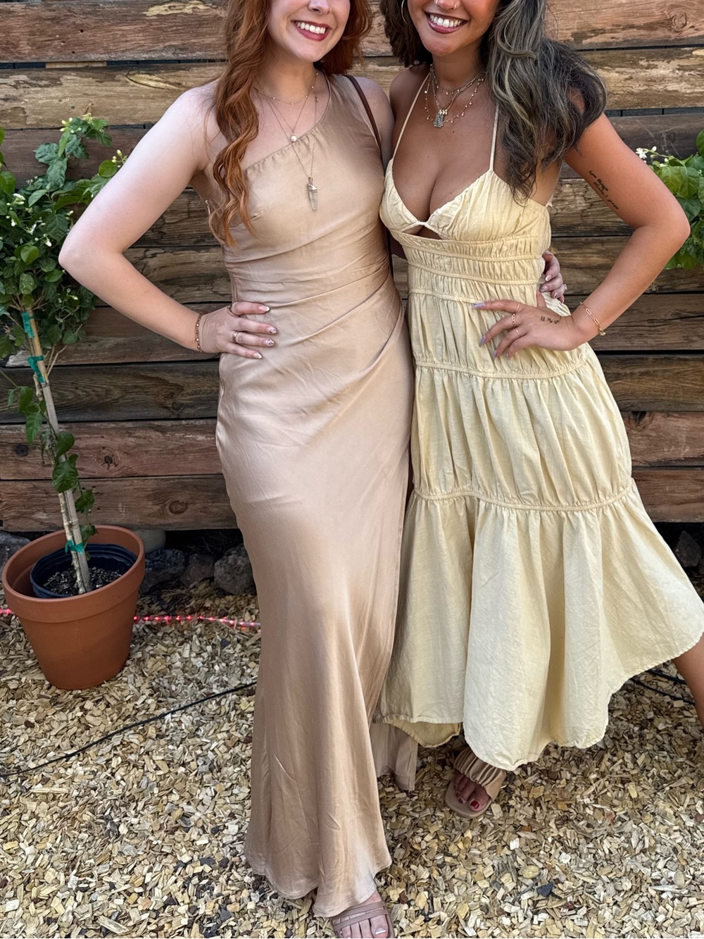 Hello Molly Champagne One Shoulder Bridesmaids Dress